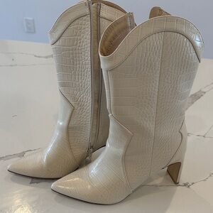 Chinese laundry Cream Croc-Embossed Boots